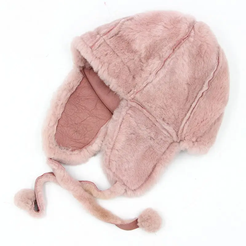 Детская зимняя шапка-бомбер из натуральной австралийской шерсти 100% овчина