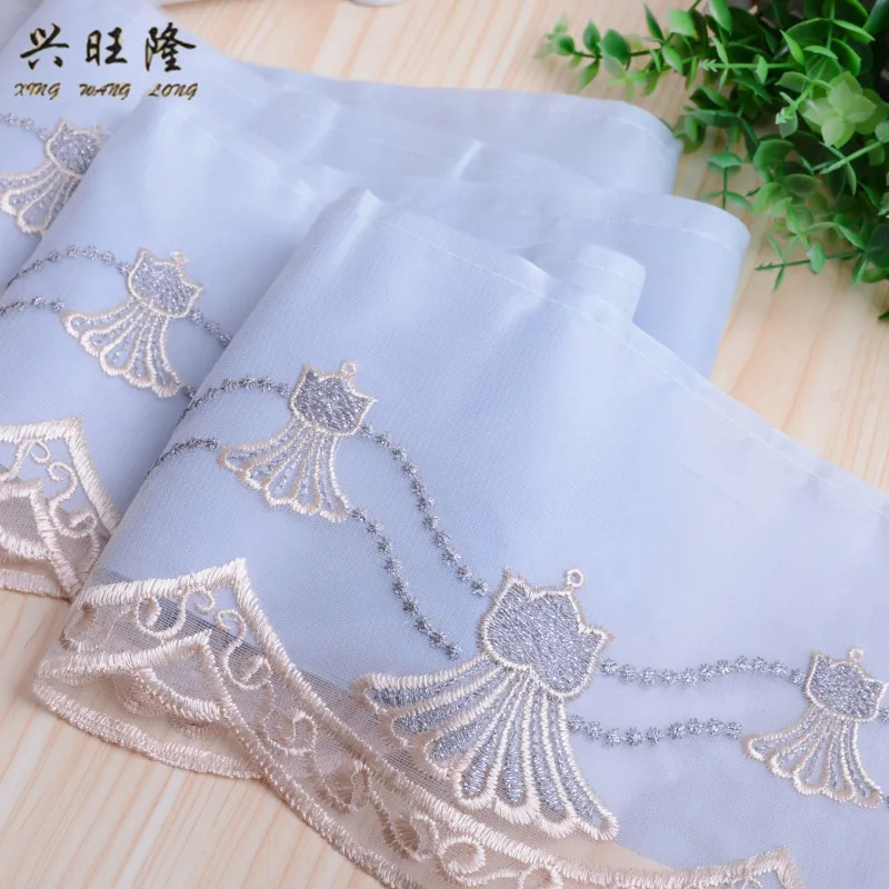 

26M/lot 17cm Wide Embroidery Lace Trim DIY Sewing Skirt Craft Patchwork Material Lace Ribbon Belt Trimming Curtain Edge Decor