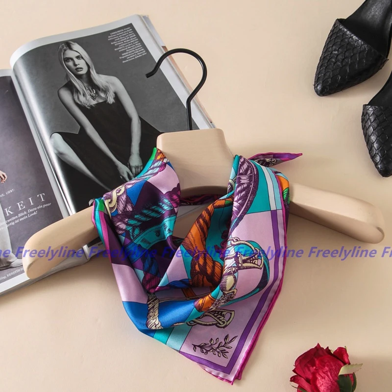 Модный принт 100% шелковый платок бандана для женщин небольшой площади шелковые