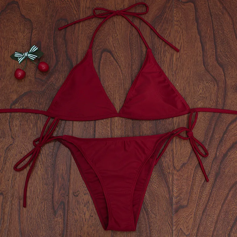 Новая модель пикантные Для женщин бикини коричневый/черный/красный насыщенный