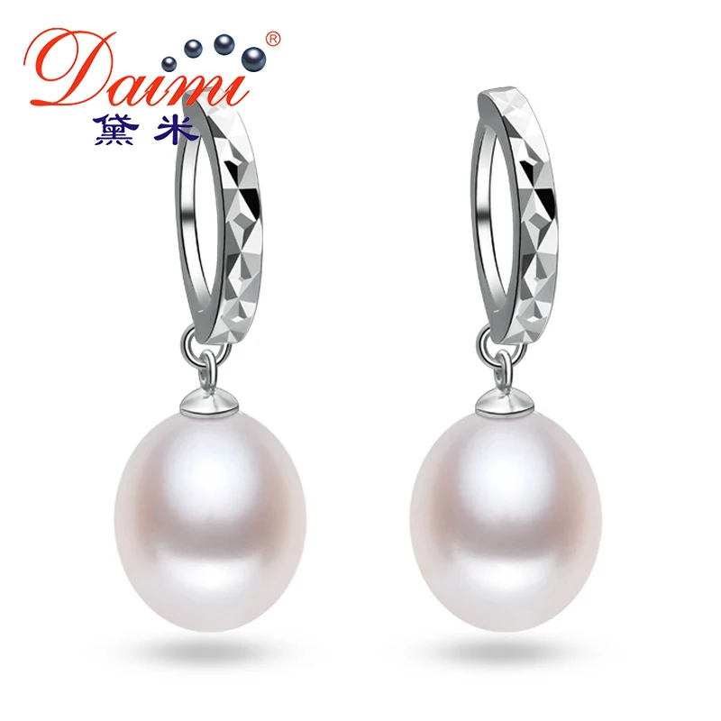 Даими круг серьги натуральный речной жемчуг с стерлингового серебра 925 крюк для