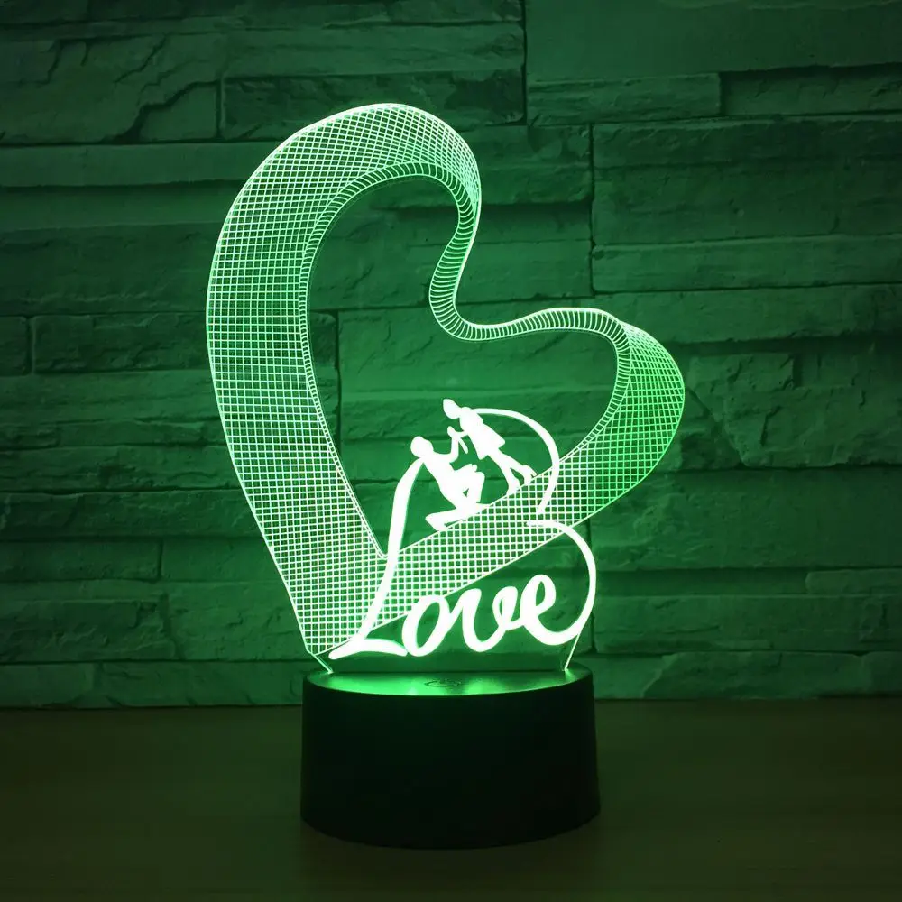 

Love Heart Acrylic 3D LED Night Light USB 7 Color Change Table Desk Lamp for Home Wedding Decoratio Bluetooth Speaker Lighting