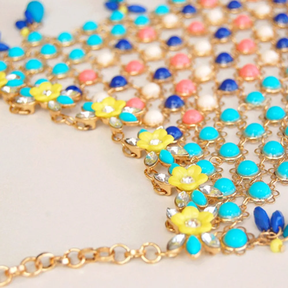 Роскошный бренд в богемном стиле многослойное Цветочное Ожерелье Большой