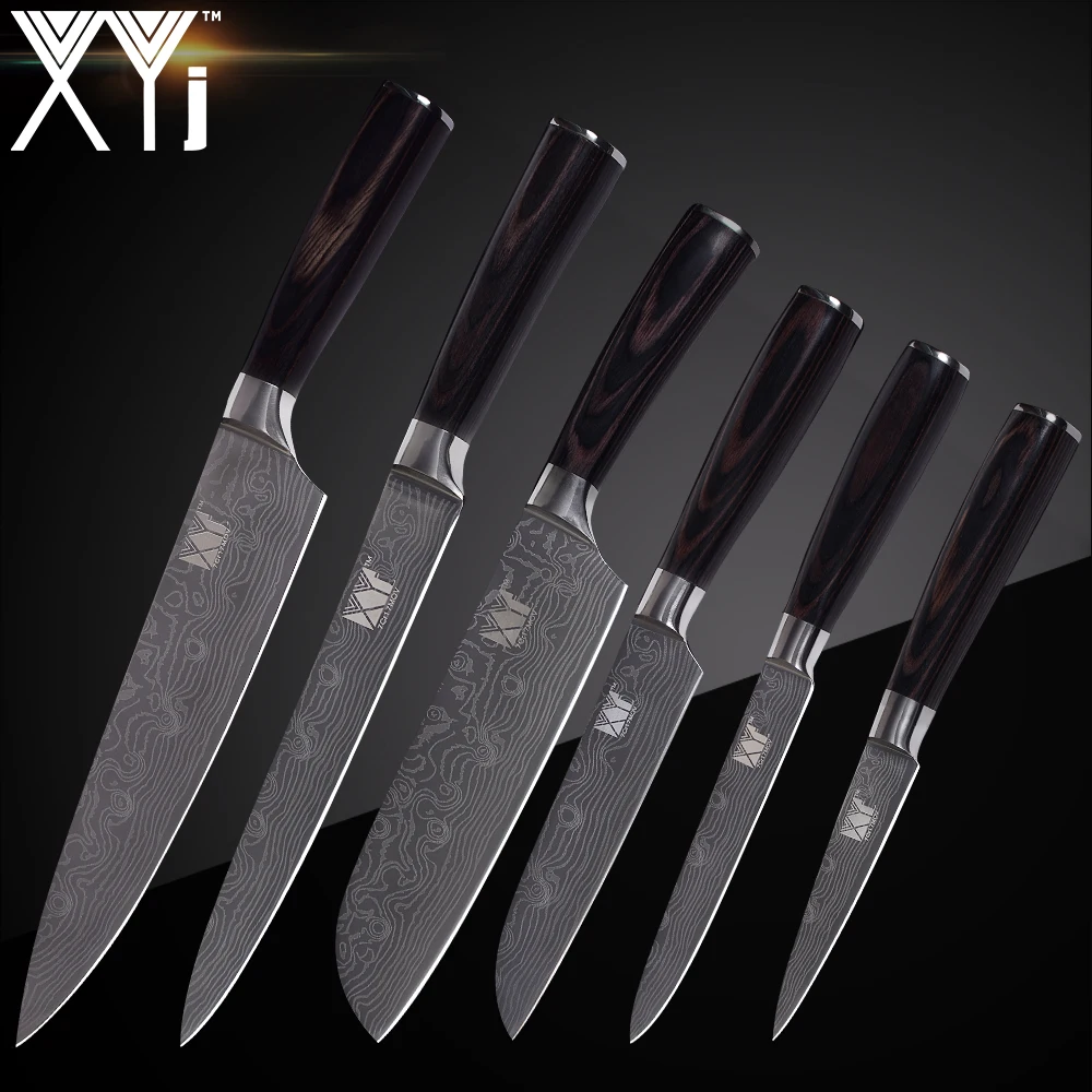 XYj 7cr17 нож из нержавеющей стали шеф повар нарезки Santoku утилита фрукты кухонный