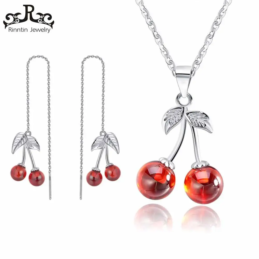Necklace Earrings Effie queen 925 стерлингового серебра Женские Ювелирные наборы 4 цвета AAA цветок с Цирконом Форма ожерелья серьги гвоздики ювелирные наборы TSS30 - Цвет камня: Necklace Earrings