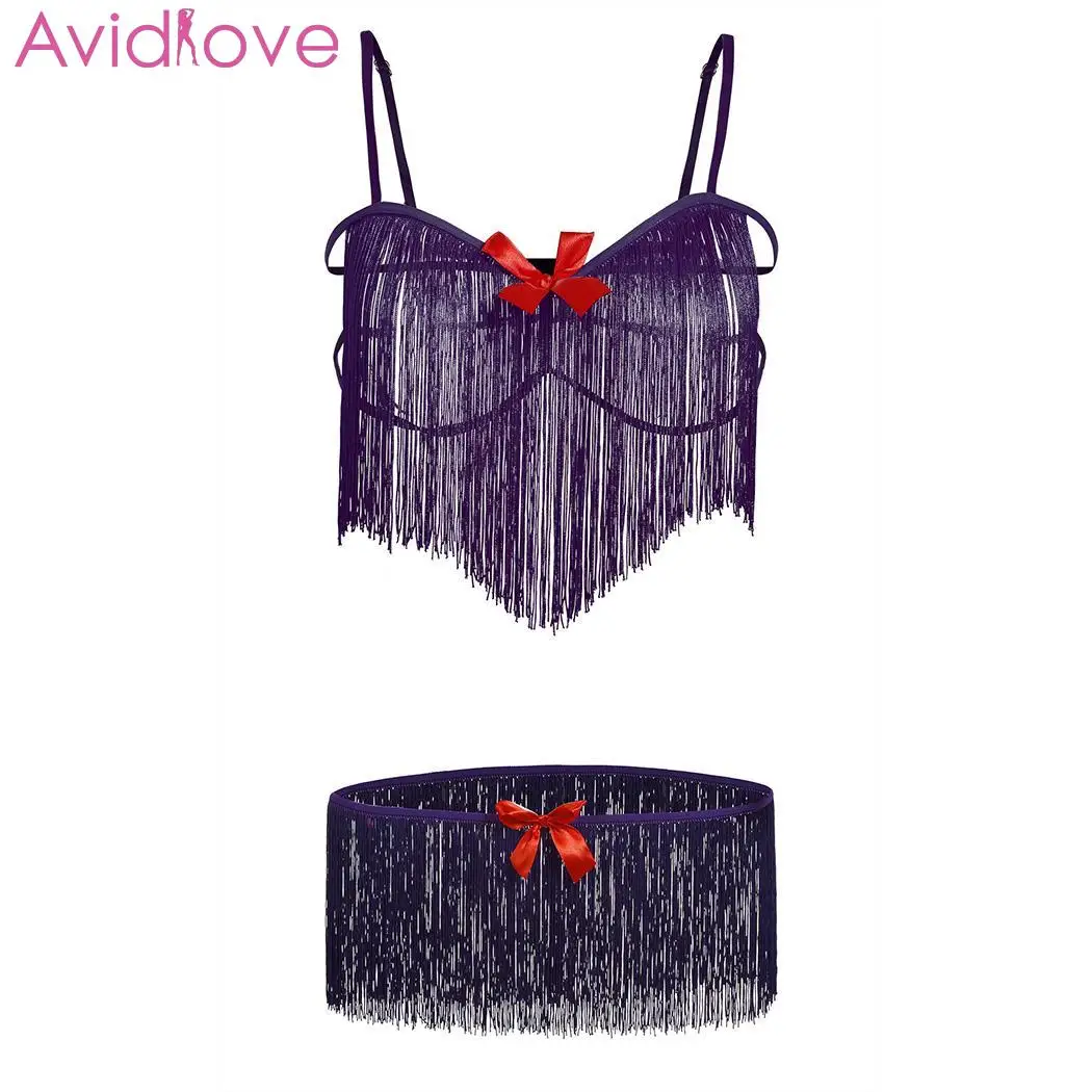 dark blue Avidlove, женский открытый бюстгальтер, сексуальный комплект, эластичная бахрома, сексуальный костюм, нижнее белье, Веселый ремень, Экзотическая одежда - Цвет: dark blue