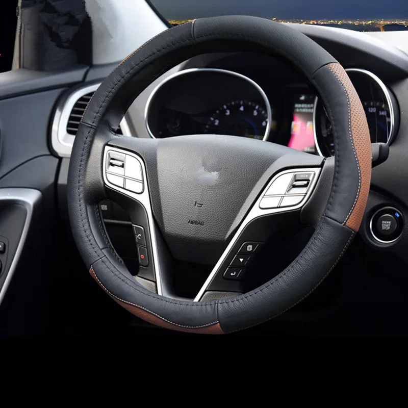 Высокое качество кожаный чехол рулевого колеса автомобиля четыре сезона
