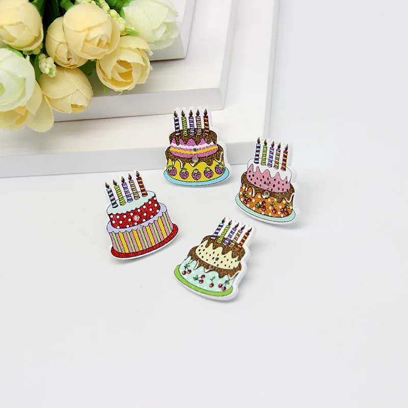 50 шт 2 отверстия многоцветные деревянные кнопки смешанного цвета красивые