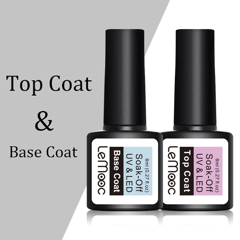 Base and Top Coat LEMOOC 8 мл 5D Магнитный УФ-гель для ногтей Хамелеон широкий эффект кошачьих глаз синий фиолетовый замочить от УФ-гель лак черная основа - Цвет: Base and Top Coat