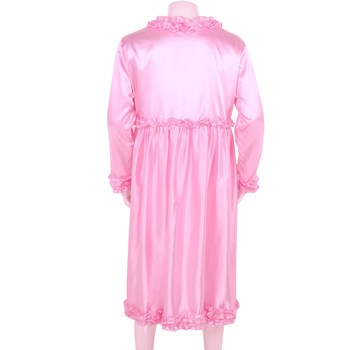 Мужской шелковистый атласный халат женское белье с длинными рукавами рюшами и