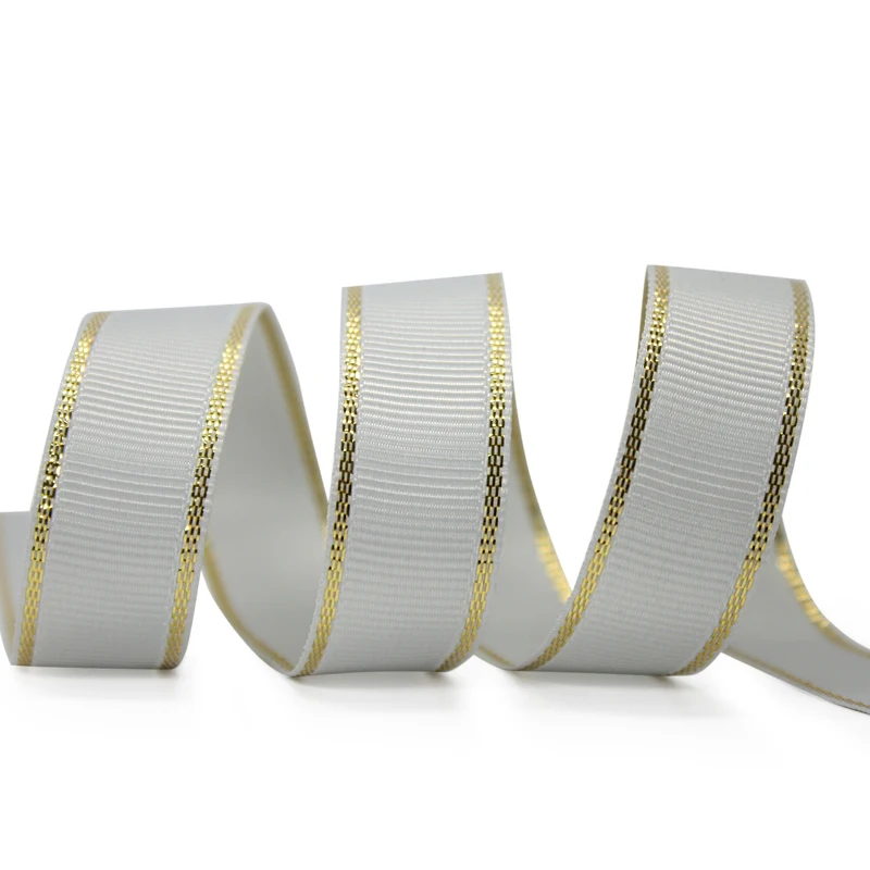 YAMA золото металлик Край Grosgrain лента 6 мм 9 мм 16 мм 25 мм 38 мм широкая цена 100 ярдов Diy для украшения подарочных упаковок свадебные ремесла - Цвет: shell grey 007