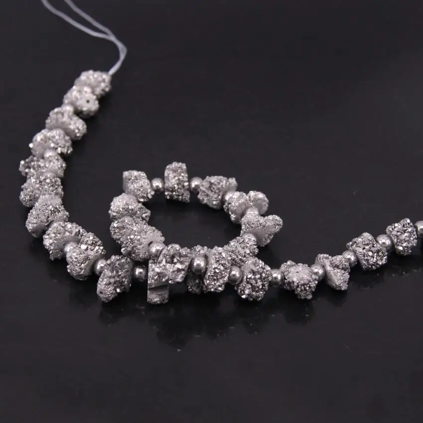 AAA Grade 15 5 &quotнитей Silvers Титан Druzy Quartz Geode Nugget кусочки свободные бусы сырой Кристалл