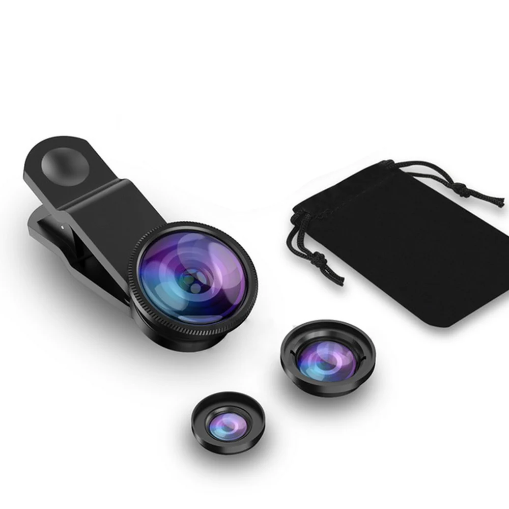 Universal 3 in1 Wide Angle Macro Fish Eye Lens Camera Mobile Phone Lenses For iPhone 6 6s 7 8 Plus Samsung Note 9 S9 | Мобильные