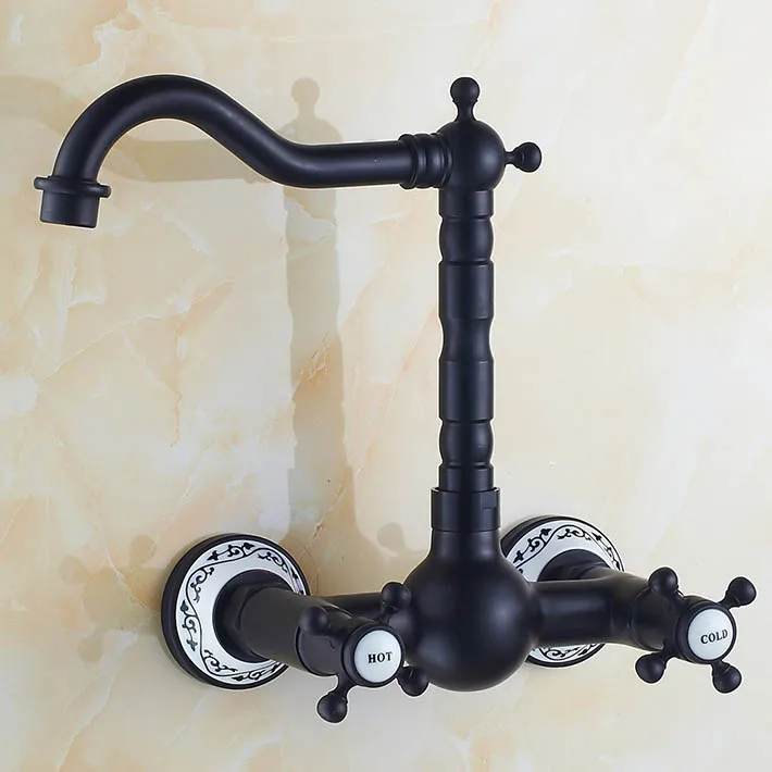 Длинный бронзовый готовый настенный кухонный кран с двумя ручками ванный и