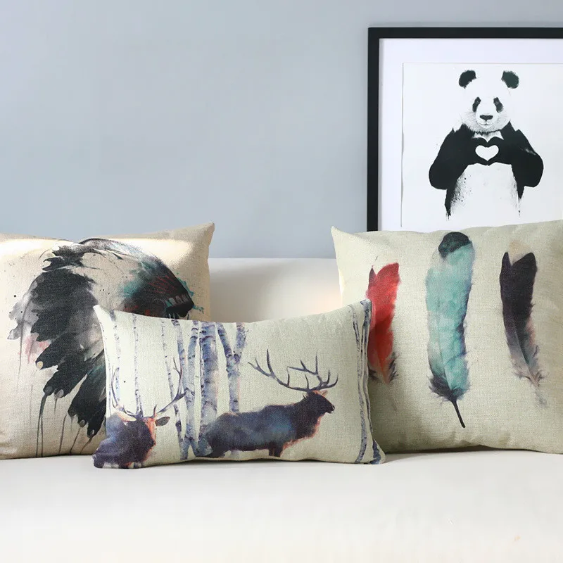 Экзотические акварельные подушки из перьев белье поясничная Подушка домашний