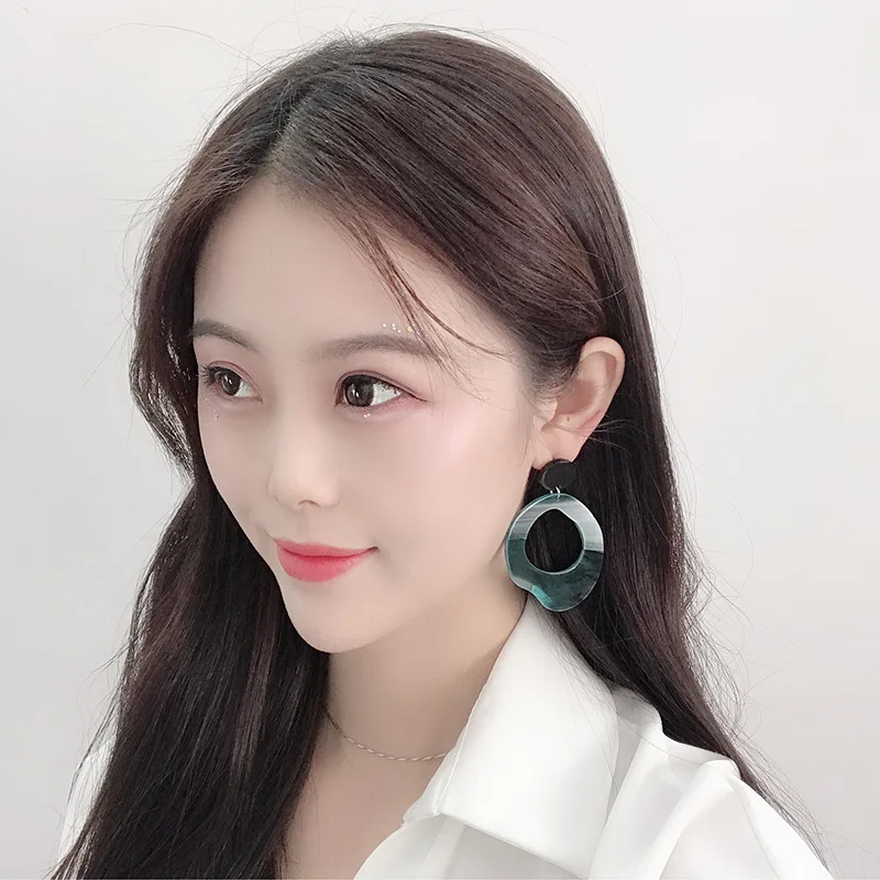 Новые синие капли воды Полые Акриловые серьги для женщин Мода болтаются ацетат