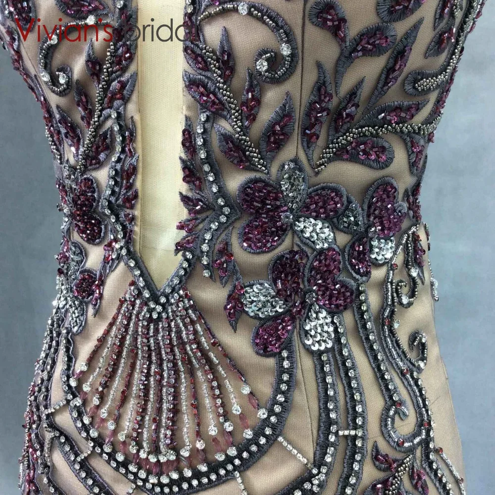 Русалка Вечерние платья Длинные Vivian's Bridal Спагетти ремень V шеи вечернее платье