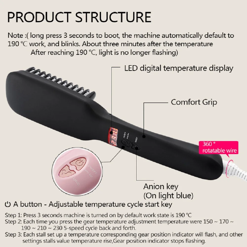 РАСЧЕСКА-ВЫПРЯМИТЕЛЬ ДЛЯ ВОЛОС