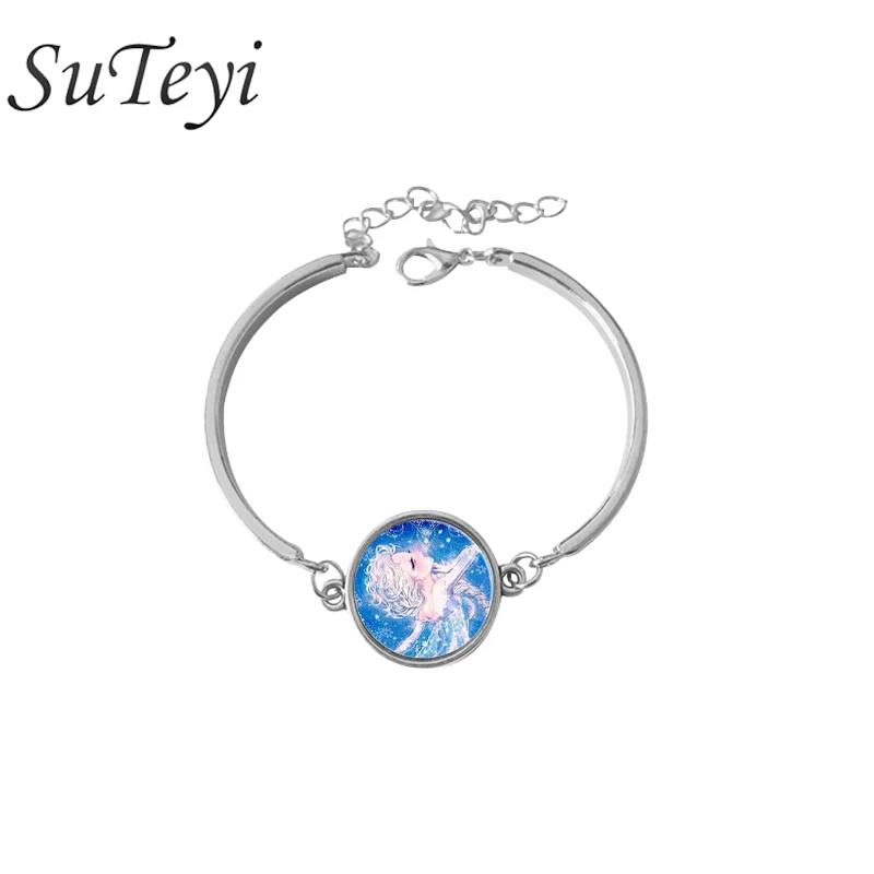 s08 SUTEYI аниме мультфильм королева Эльза браслет Красивая Королева ожерелье Браслеты романтическая принцесса и принцесса ювелирные изделия подарок для девочек - Окраска металла: s08