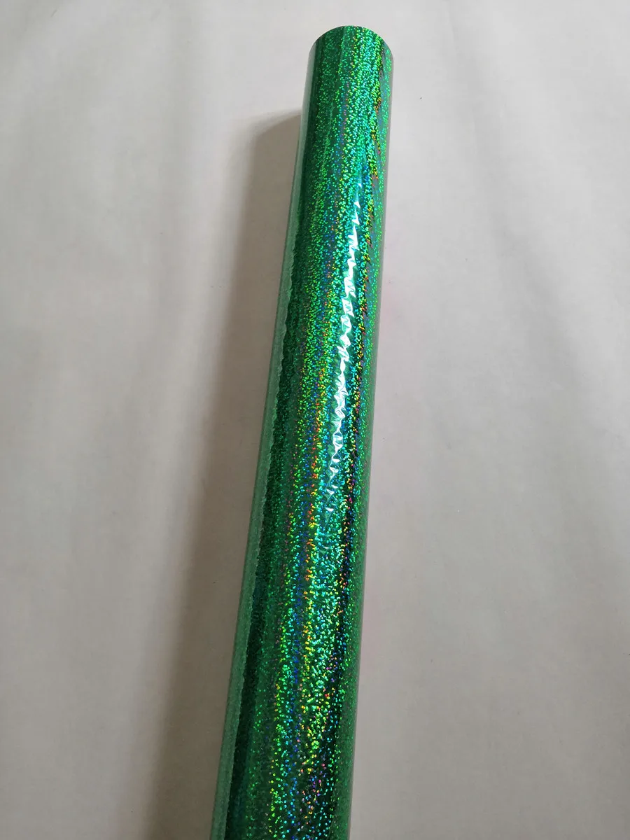 Holographic foil green color crystal pattern 046A hot stamping on paper or plastic heat transfer film 64cm x 120m