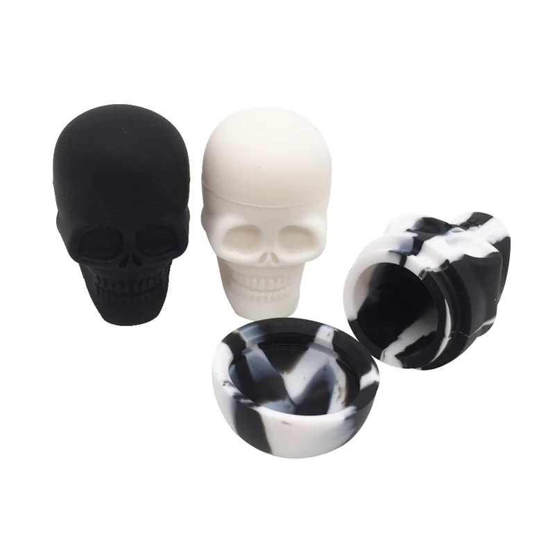 5pcs/lot Silicone Bho Dab Wax Oil Concentrate Container Jar Big Skull 15 ML Free Shipping |