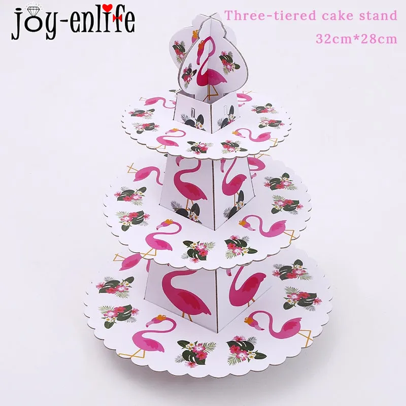 1pcs cake stand Фламинго вечерние столовые приборы набор одноразовые бумажные салфетки чашка тарелка Дети День рождения Лето Гавайские вечерние Декор латексные воздушные шары - Цвет: 1pcs cake stand