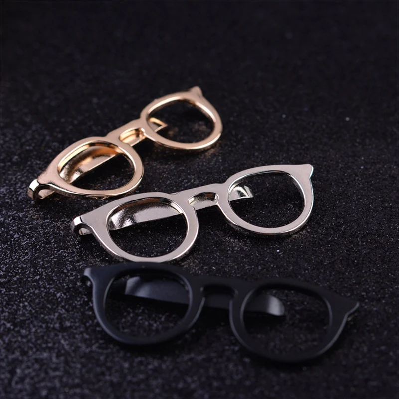 Модная бижутерия зажимы для галстука золотые серебряные черные полые очки брошь
