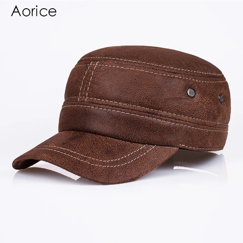 Aorice, новинка, натуральная кожа, бейсболка, мужские шапки и кепки, для отдыха, модные, одноцветные, коричневые, черные, папа, шапка, качественный бренд HL019