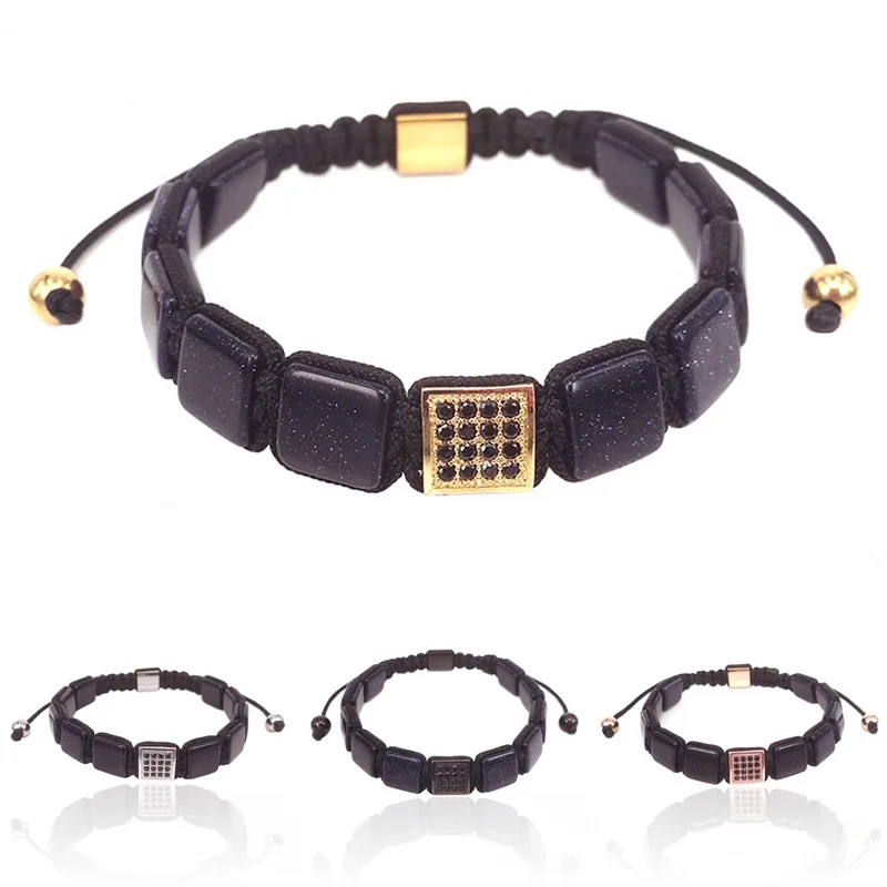 Индивидуальные ювелирные изделия Голубой песок квадратный браслет макраме