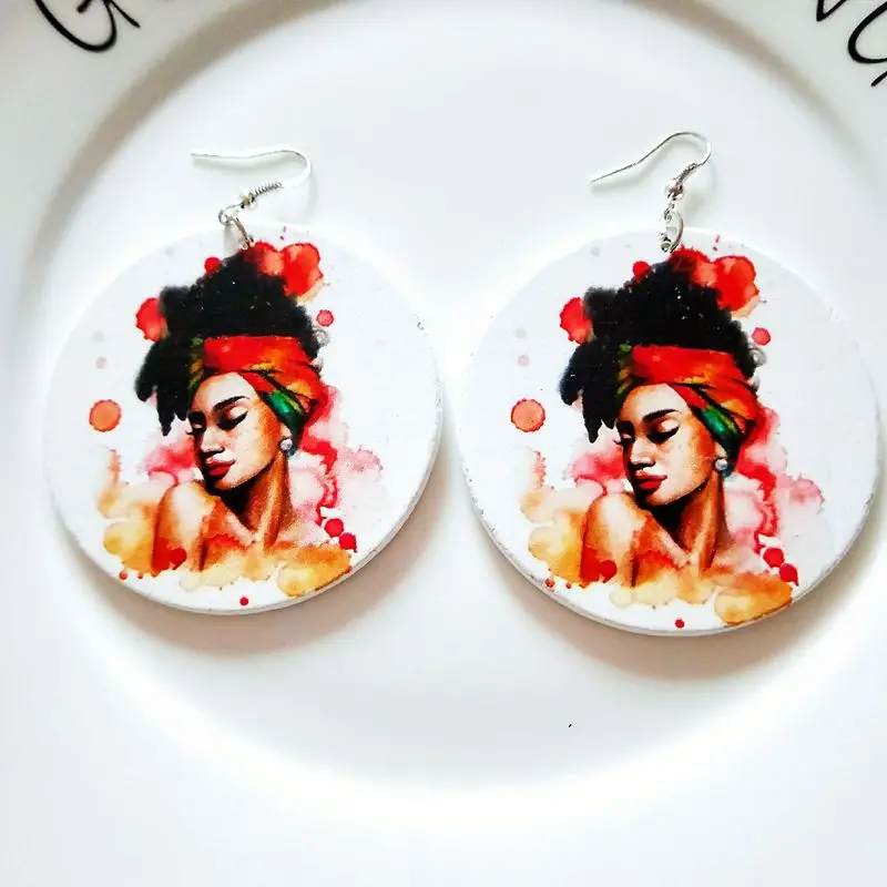 THRWELL Geometric Printing Temperament Personality Trend Exaggeration of Ethnic Style Ear Jewelry | Украшения и аксессуары