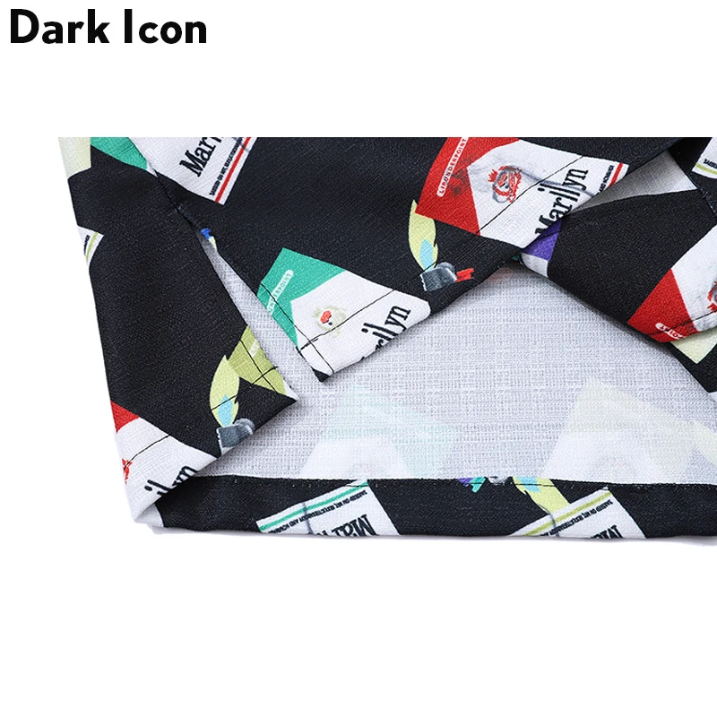 Мужская рубашка с разрезом сбоку DARK ICON летняя в гавайском стиле отложным