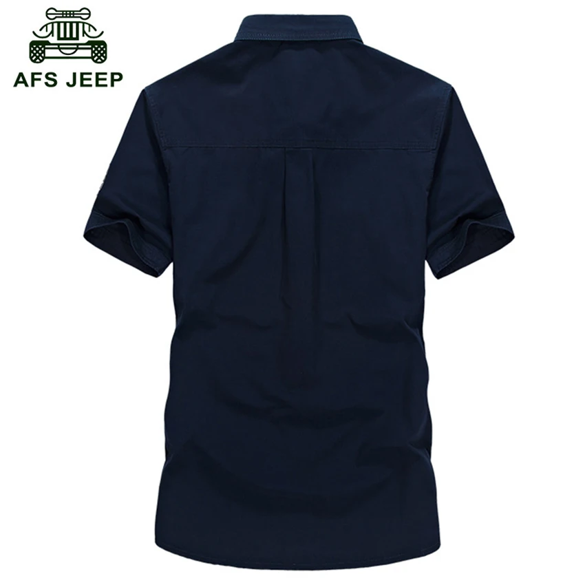 AFS JEEP рубашка мужская повседневная Летняя с коротким рукавом Camisa masculina армейские военные мужские рубашки размера плюс 4XL хлопок Chemise Homme