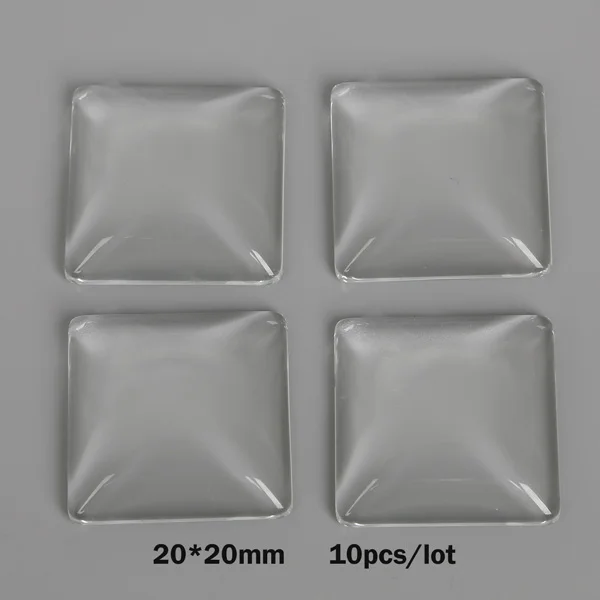 Square 20x20mm 10pcs Горячее предложение, Круглый квадратный овальный плоский задний прозрачный увеличительное стекло, кабошон, камея, покрытие для изготовления ювелирных изделий своими руками - Цвет: Square 20x20mm 10pcs
