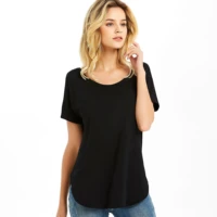 solid loose t shirt for women o round neck short sleeve tees for women cotton summer cool casual fashion leisure