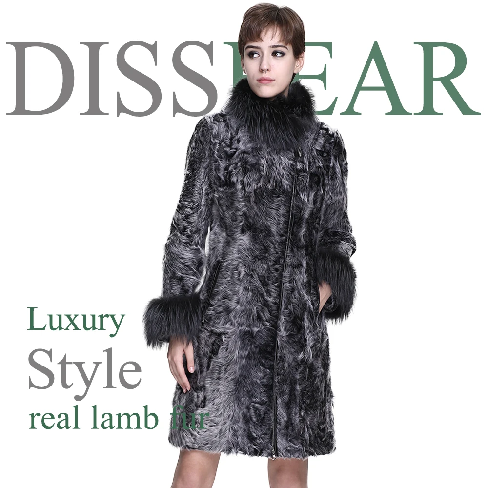 Женское пальто из меха ягненка длинная модная зимняя куртка натурального