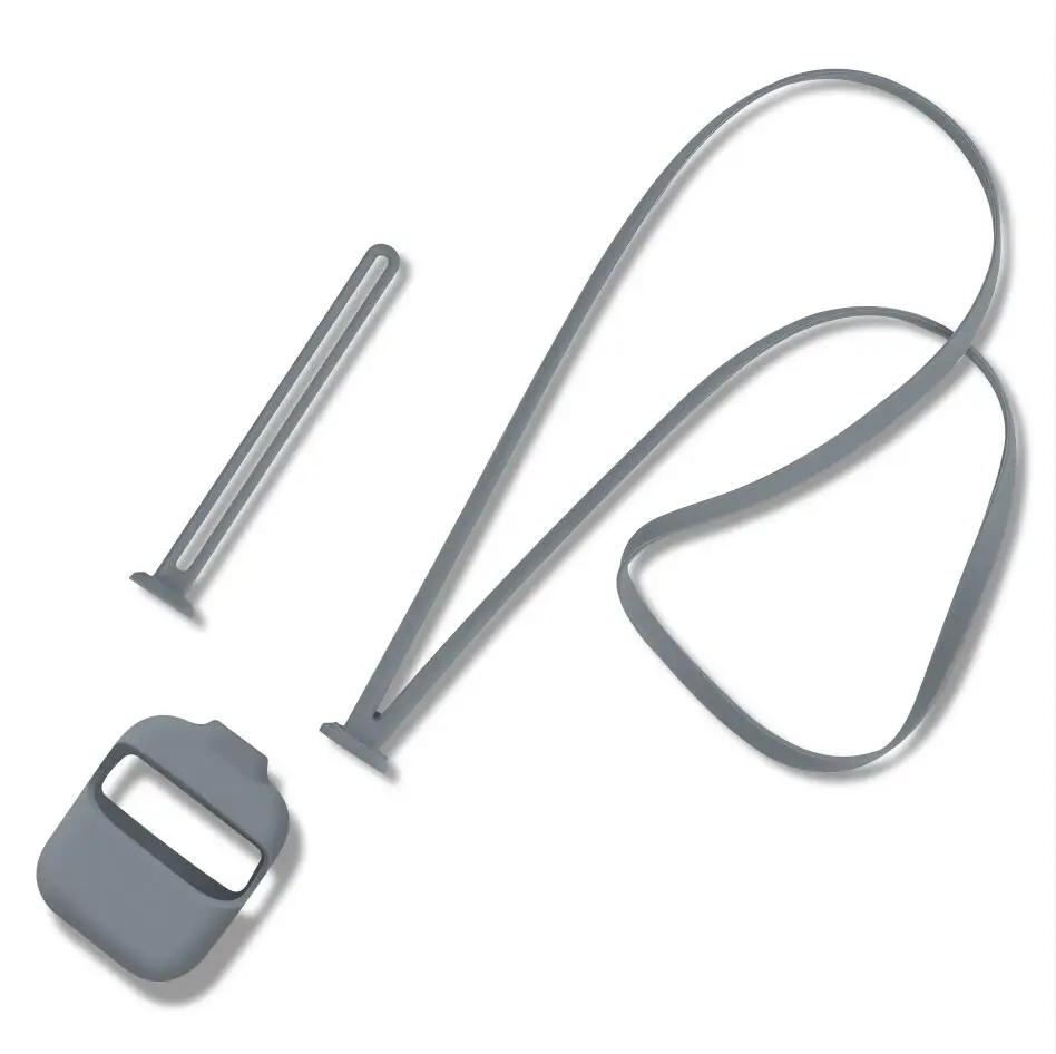 gray Силиконовый защитный чехол для Airpods 2 Antilost шейный ремешок на запястье для apple Airpods Bluetooth наушники зарядная коробка - Цвет: gray