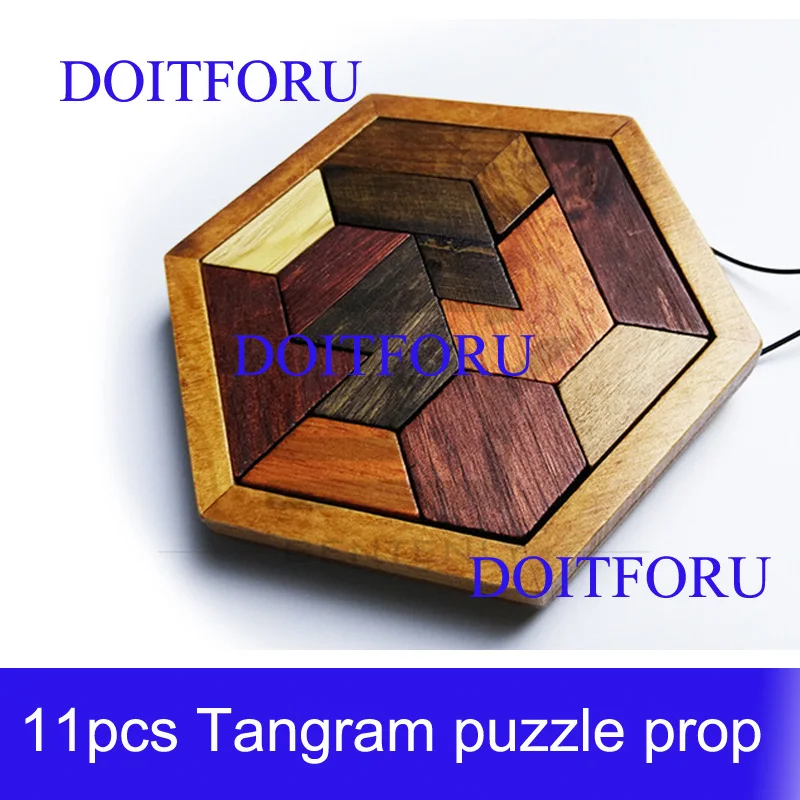 

Twelve board jigsaw puzzle unlock props finish the Tangram puzzles to open the lock Real-life escape room game props