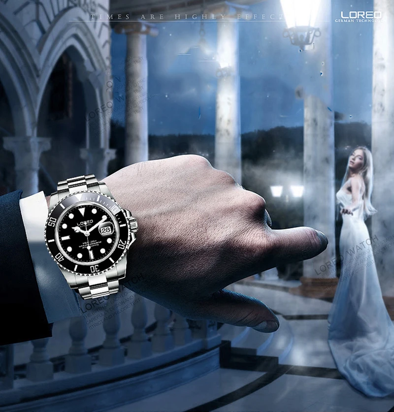 Часы мужские механические серебристые с автоподзаводом из нержавеющей стали