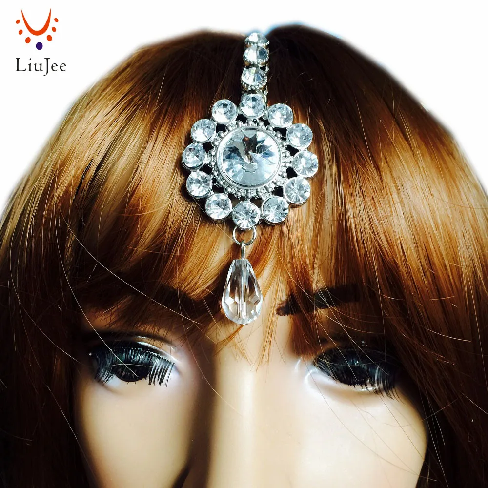 Волосы Bindi Tikka цепочка украшение на лоб Head Side Piece Hijab Jhumar Indian HeadPiece KD014|Украшения для
