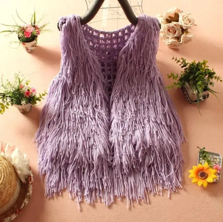 Осенний наряд новый вязаный кардиган с бахромой жилет Высококачественная