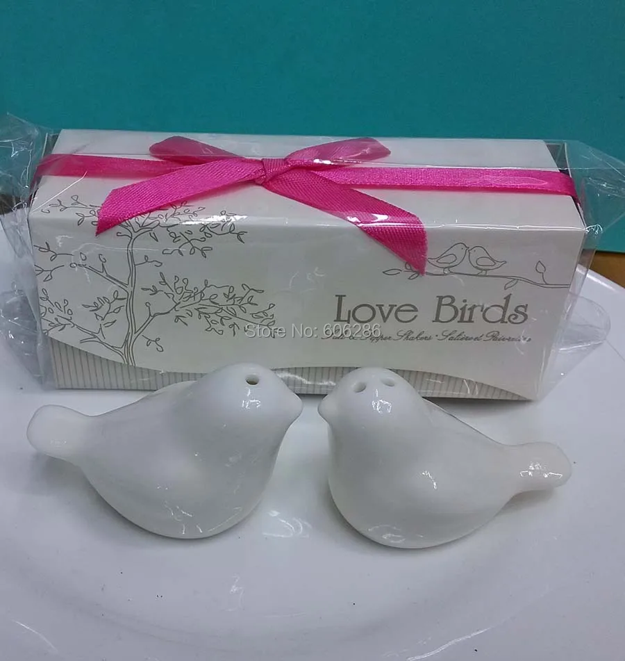 100sets/lot wedding souvenirs ceramic spice jar love birds salt and pepper shaker party return gifts | Дом и сад