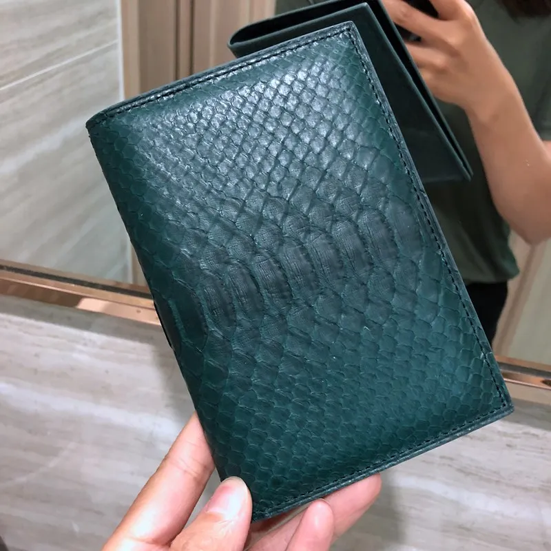 Green Passport Cover CAJIFUCO натуральная кожа питона Обложка для паспорта с держатель для карт натуральная кожа Обложка для паспорта - Цвет: Green Passport Cover