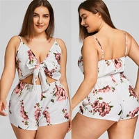 sexy womens summer floral jumpsuit playsuit plus size deep v neck lace up casual romper jumpsuit for female