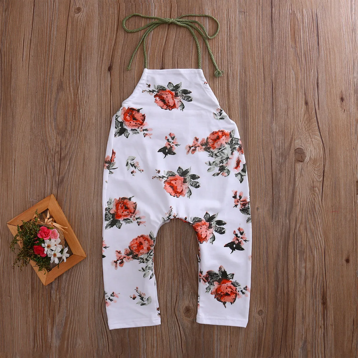 2017 Летний комбинезон для новорожденных девочек Цветочный без рукавов с открытой