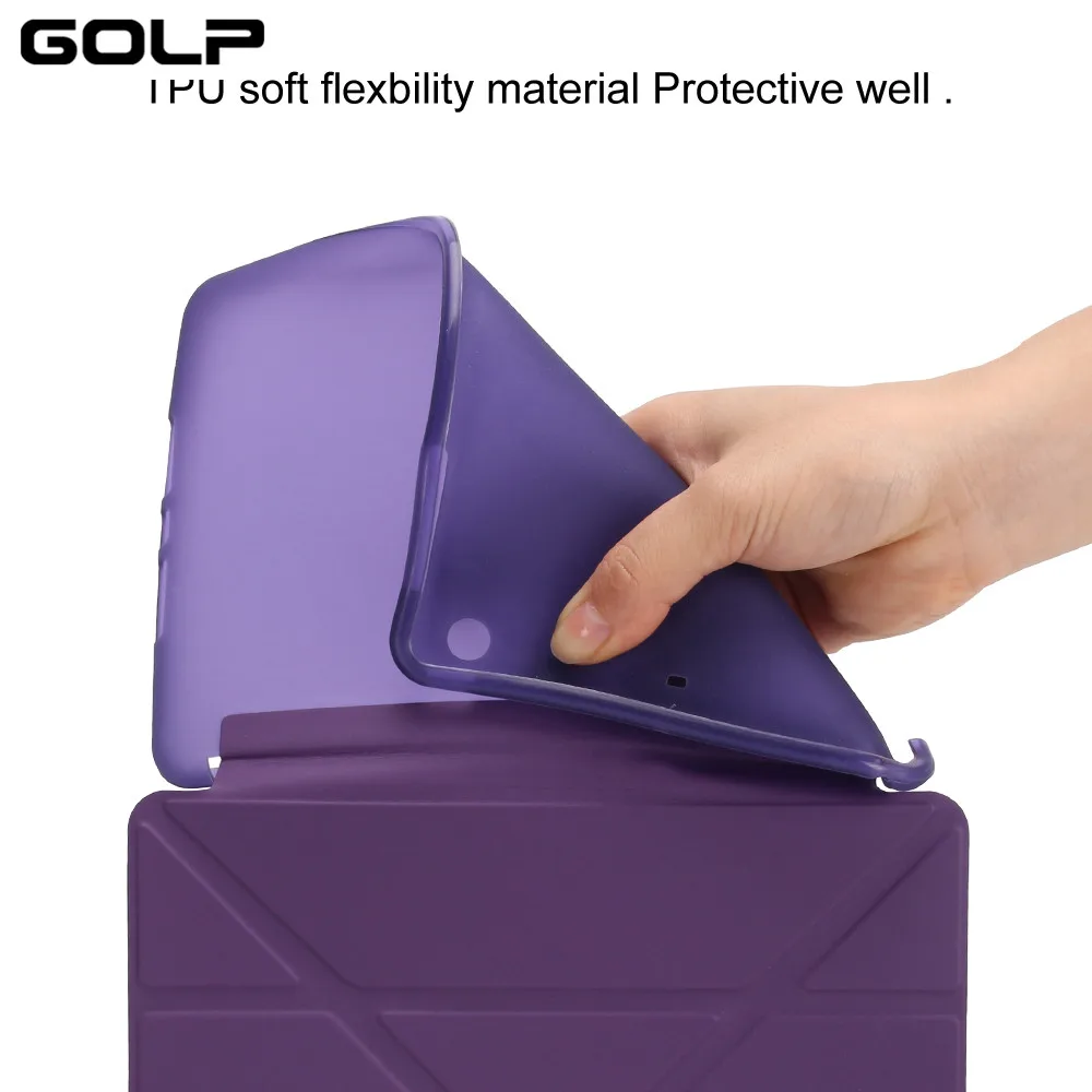 Флип-чехол для ipad Mini 5 Чехол, GOLP из искусственной кожи ультра тонкий+ Мягкий ТПУ задний смарт-чехол для ipad Mini 5 чехол - Цвет: Purple