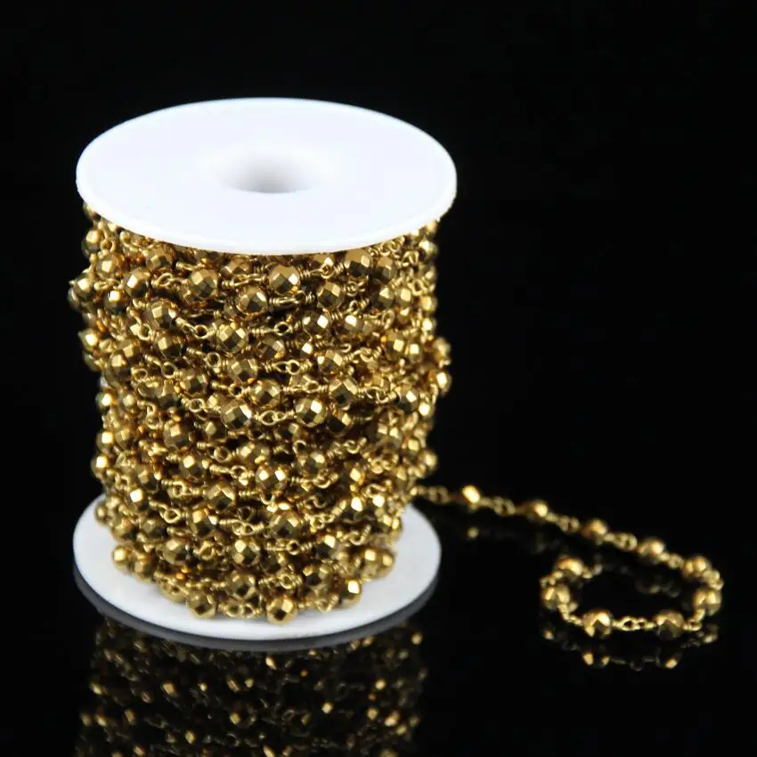 Позолоченные железные бусины из пирита 6 мм граненые круглые с проволочной