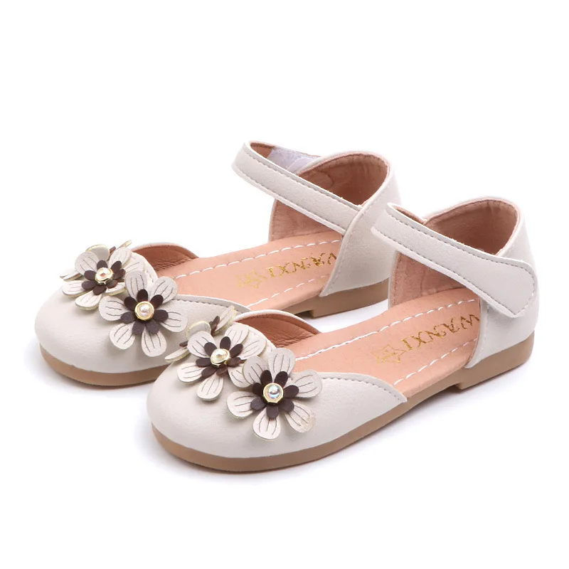 Обувь для девочек на весну лето кожаные сандалии с цветочным принтом обувь