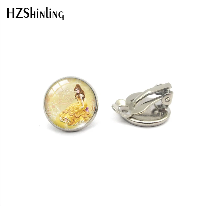 5-Silver Модные сказочные серьги-клипсы с кабошонами из стекла в стиле принцессы Эльзы, Снежной королевы, ювелирные изделия без проколов, клипсы - Окраска металла: 5-Silver
