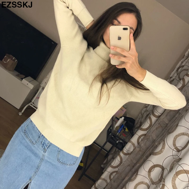 High Quality Turtleneck Sweater Women Winter thick Pullover Solid Knitted Tops for Autumn Female oversized | Женская одежда