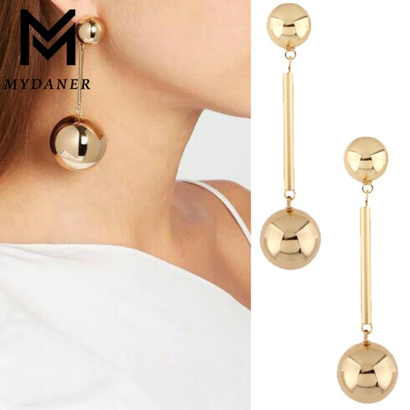 MYDANER New Gold Color Ball Beads Dangle Earrings for Women Boho Fashion Jewelry Long Tassel Lady Gift Wholesale | Украшения и